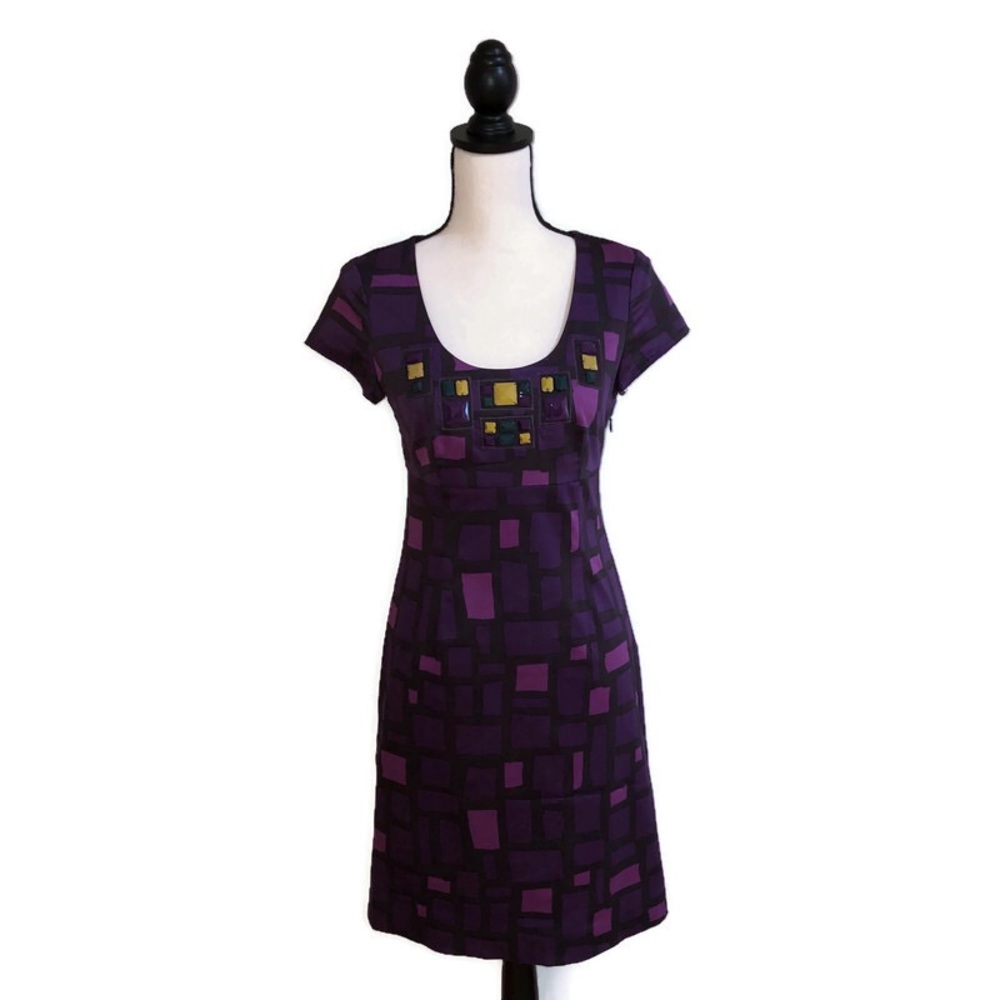 Boden Purple Geometric Pattern Shift Dress | Size 4